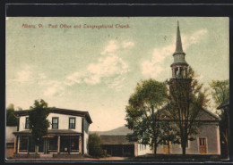 AK Albany, VT, Post Office And Congregational Church  - Autres & Non Classés