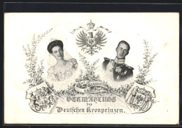 AK Zur Erinnerung An Die Vermählung Des Deutschen Kronprinzenpaares Wilhelm Von Preussen, Wappen  - Koninklijke Families