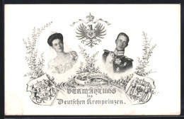 AK Zur Erinnerung An Die Vermählung Des Deutschen Kronprinzenpaares Wilhelm Von Preussen, Wappen  - Familias Reales