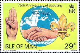Man Poste N** Yv:202 Mi:207 75th Anniversary Of Scouting - Man (Ile De)