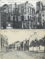BATTICE : 1914-18 : Maison Communale Et L' Eglise + Rue De La Station. ( 2 Cartes) . - Herve