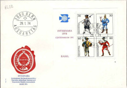 Suisse Bloc Obl Yv:22 Mi:22 Internaba Basel Centenatium UPU (TB Cachet à Date) Bern 29-1-74 Fdc - FDC