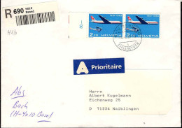 Suisse Avion Obl Yv:46 Cinquantenaire De La Poste Aérienne (TB Cachet à Date) Paire - Gebruikt