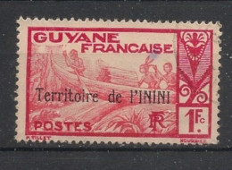 ININI - 1932-38 - N°YT. 19 - Pirogue 1f Rouge - Oblitéré / Used - Gebraucht