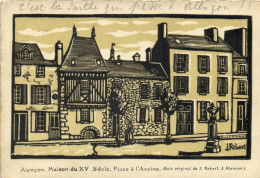 Alençon Maison Du XVe Siècle Place à L'Avoine ( Bois Original De J Robert à Alençon ) RV Timbre 50c - Alencon