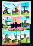 Cp, Moulins à Vent, Multi Vues, Holland, Pays Bas, écrite, Ed. Euro Color Cards - Moulins à Vent