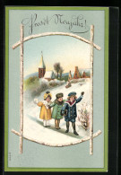 AK Kinder Im Schnee Zu Neujahr  - Nouvel An