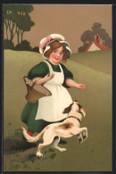 Künstler-AK Meissner & Buch (M&B) Nr. 1904: Mädchen Mit Korb Und Hund  - Autres & Non Classés