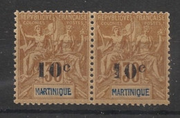 MARTINIQUE - 1904 - N°YT. 52 - Type Groupe 10c Sur 30c Brun - VARIETE 1 Crénelé T.a.n. - Neuf Luxe** / MNH - Ungebraucht