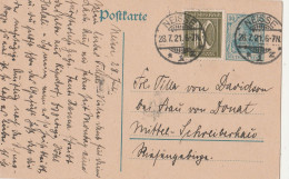 Deutsches Reich  Karte Mit Tagesstempel Neisse 1921 Nysa Nach Mittel Schreiberhau Szklarska Poręba Schlesien - Brieven En Documenten