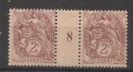 LEVANT - 1902 - N°YT. 10 - Type Blanc 2c Brun-lilas - Paire Millésimée - Neuf Luxe** / MNH - Ongebruikt