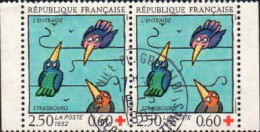 France Poste Obl Yv:2783 Mi:2931 Tomi Ungerer L'entraide Strasbourg Paire (TB Cachet à Date) Nice 16-5-1983 - Used Stamps