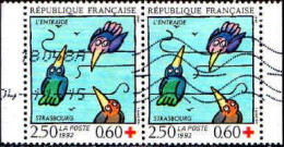 France Poste Obl Yv:2783 Mi:2931 Tomi Ungerer L'entraide Strasbourg Paire (Lign.Ondulées) - Used Stamps
