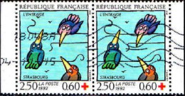 France Poste Obl Yv:2783 Mi:2931 Tomi Ungerer L'entraide Strasbourg Paire (Lign.Ondulées) - Usados