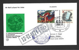 West Germany Soccer World Cup 1974 Special Lufthansa Flight Cover To Mexico , Special Frankfurt Cancel And Purple Cachet - 1974 – Allemagne Fédérale