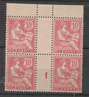 LEVANT - 1902 - N°YT. 14 - Type Mouchon 10c Rose - Bloc De 4 Millésimé - Neuf Luxe** / MNH - Unused Stamps
