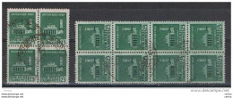 R.S.I.:  1944  MONUMENTI  DISTRUTTI  -  25 C. VERDE  IN  2  BLOCCHI  US. -  RIPETUTO  12  VOLTE  -  SASS. 497 - Used