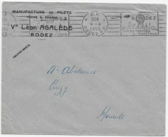 FRANCE 1956 Oblitération Mécanique RBV RODEZ R.P. Port Payé P.P. PP Manufacture Pêche Chasse - Lettres & Documents