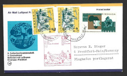 West Germany Soccer World Cup 1974 Congo 1K Overprint X 2  & 6K Map FU On Illustrated Cover To Germany, Lufthansa Cachet - 1974 – West Germany