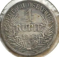 GERMANY DEUTSCH-OSTAFRIKANISCHE 1 RUPEE WREATH FRONT& KAISER BACK DATED 1906A VF AG KM10a READ DESCRIPTION CAREFULLY !!! - Deutsch-Ostafrikanische Bank