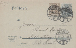 Deutsches Reich  Karte Mit Tagesstempel Nordhausen 1907 Nach Dillenburg LK Lahn Dill Kreis - Briefe U. Dokumente