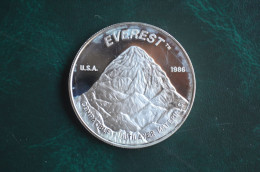 USA 1986 ENGELHARD Everest One Troy Ounce Fine Silver Coin Eagle Aigle Diamètre 38mm Himalaya Mountaineering Escalade - Verzamelingen