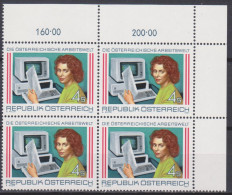 1987 , Mi 1902 ** (1) - 4 Er Block Postfrisch - Österreichische Arbeitswelt - Frau Am Bildschirm - Neufs