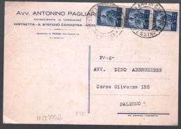 MISTRETTA - SANTO STEFANO DI CAMASTRA -  1950 - CARTOLINA INTESTATA -  ANTONINO PAGLIARO - AVVOCATO (INT702) - Mercanti