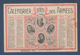 Calendrier  Des Armées 1915 - Kleinformat : 1901-20
