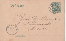 Deutsches Reich  Karte Mit Tagesstempel Peine 1905 Nach Meine - Covers & Documents