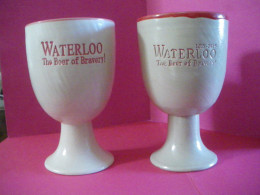 WATERLOO 2015 Lot De 2 Calices En Grès "The Beer Of Bravery !" Voir Description (2 Photos) - Glasses