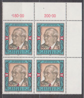1987 , Mi 1906 ** (2) - 4 Er Block Postfrisch - 100. Geburtstag Von Oslar Helmer - Unused Stamps