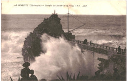 CPA Carte Postale France  Biarritz  Tempête Au Rocher De La Vierge   VM81483 - Biarritz