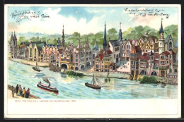 Lithographie Paris, Exposition Universelle De 1900, Reconstitution Du Vieux Paris  - Exhibitions