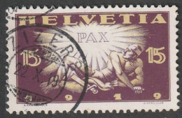 Schweiz: 1919, Mi. Nr. 148, Friedensvertrag,  15 C.  Friedensstrahlen über Verwundetem.   Gestpl./used - Used Stamps