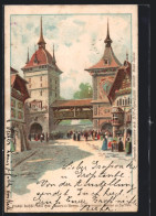 Lithographie Paris, Exposition Universelle De 1900, Village Suisse, Tours De Berne, Entree Principale  - Tentoonstellingen