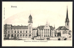 AK Zürich, Haupt-Post, Stadthaus & Fraumünster  - Autres & Non Classés