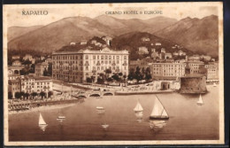 Cartolina Rapallo, Grand Hotel & Europe, Segelboote Vor Dem Strand  - Autres & Non Classés