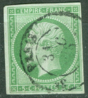 France  Yv  12 Ob TB Signé Weid  Obli Cad Paris  - 1853-1860 Napoléon III