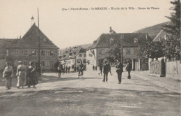 CARTE POSTALE ORIGINALE ANCIENNE : SAINT AMARIN ENTREE VILLE ROUTE DE THANN ANIMEE HAUT RHIN (68) - Saint Amarin