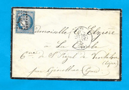 Enveloppe Avec Le Timbre N° 60A Calais Vers St-Frézal De Ventalon Du 20 Janvier 1873 MA 10 -20-1 - 1849-1876: Période Classique