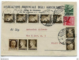 Cent. 80 + 1 Lira + Complementari Imperiale Su Cartolina Da Foligno - 1946-60: Marcophilie