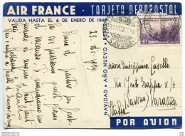 Air France - Cartolina Augurale A Tariffa Ridotta Spedita Dall'Argentina - Poststempel (Flugzeuge)