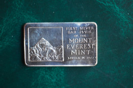 1973 First Silver Bar Issue Of Mount Everest One Troy Ounce Fine Silver Himalaya Mountaineering Escalade - Unclassified