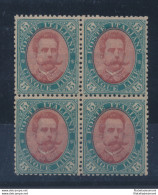 1889 Italia - Regno - Umberto I°,n° 49 , 5 Lire Verde , Quartina , Discretamen - Autres & Non Classés