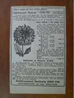 Publicité 1949 Etablissement Horticole LEON PIN Saint Genis Laval Dahlias Ognons à Fleur D'été - Advertising