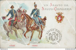 Ca142 Cartolina Militare Un Saluto Da Savoia Cavalleria Www1 Prima Guerra - Régiments