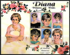 2002 Tuvalu 5th Memorial Anniversary Of Princess Diana Minisheet And Souvenir Sheet (** / MNH / UMM) - Familles Royales