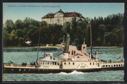 AK Mainau /Bodensee, Schloss U. Insel Mit Landungsplatz Und Dampfer Stadt Meersburg  - Autres & Non Classés