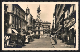 AK Wien, Graben Mit Geschäften Und Denkmal  - Sonstige & Ohne Zuordnung